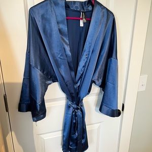 Adore Me | Blue Silk Robe | One Size